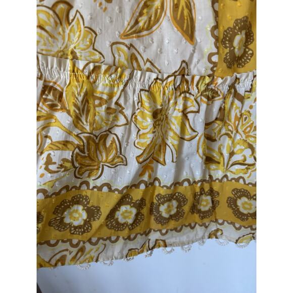 Caroline Costas Dress Large Yellow Floral Smoked Boho New Straps Aline - Picture 5 of 14